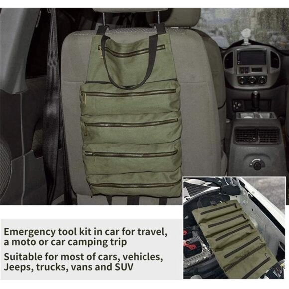 Super Roll Tool Roll,Multi-Purpose Roll Up Tool Bag, Wrench Roll,Canvas Tool - Picture 6 of 7